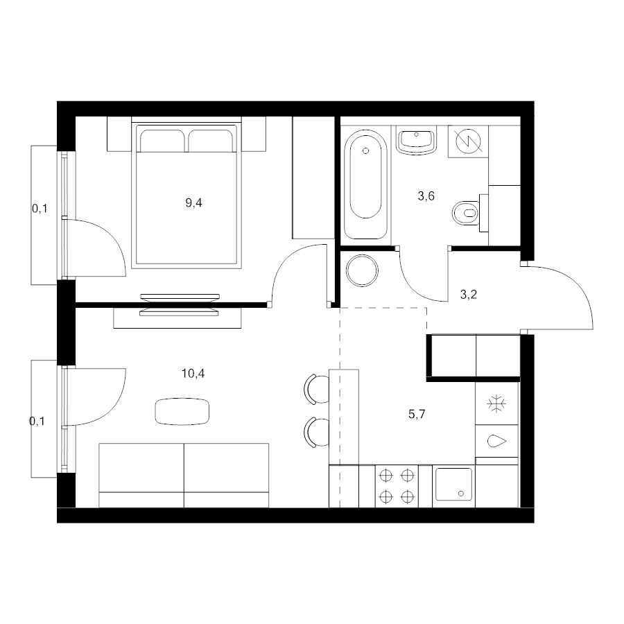 2 ккв (Евро) 32,5 м²