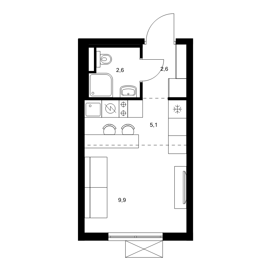 Студия 20,2 м²