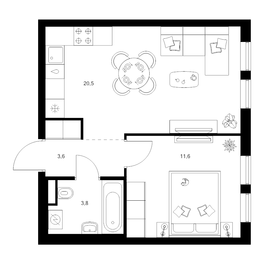 2 ккв (Евро) 39,5 м²