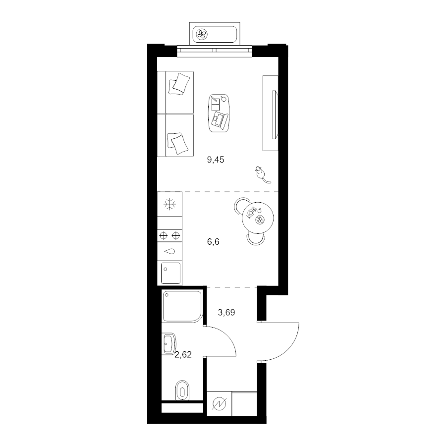 Студия 22,4 м²