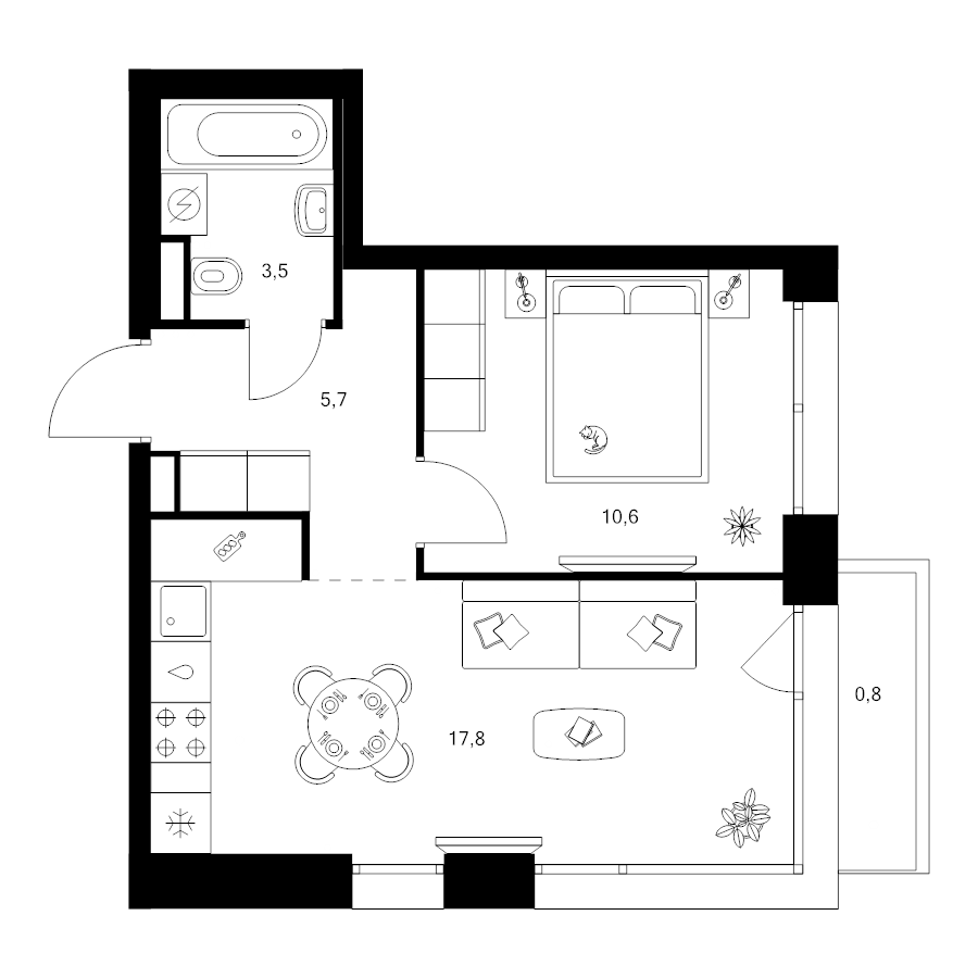 2 ккв (Евро) 38,2 м²