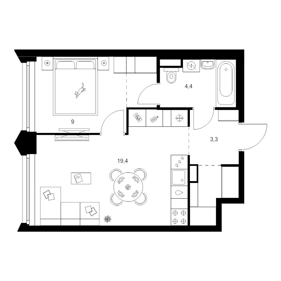 2 ккв (Евро) 40,7 м²