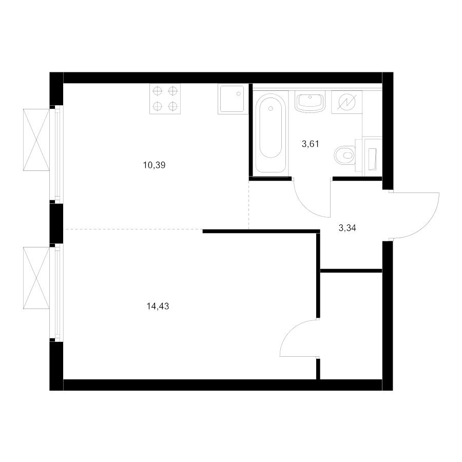 1 ккв 33,6 м²