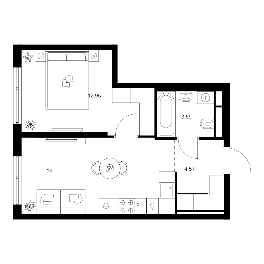 2 ккв (Евро) 37,1 м²