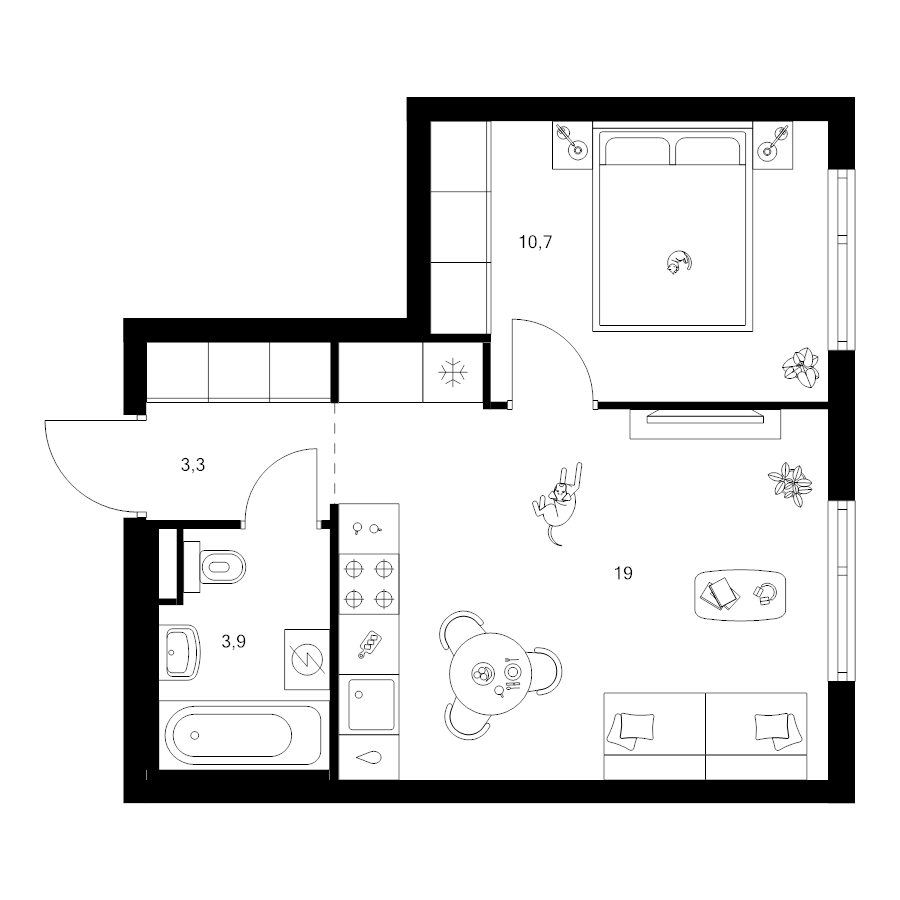 2 ккв (Евро) 36,9 м²