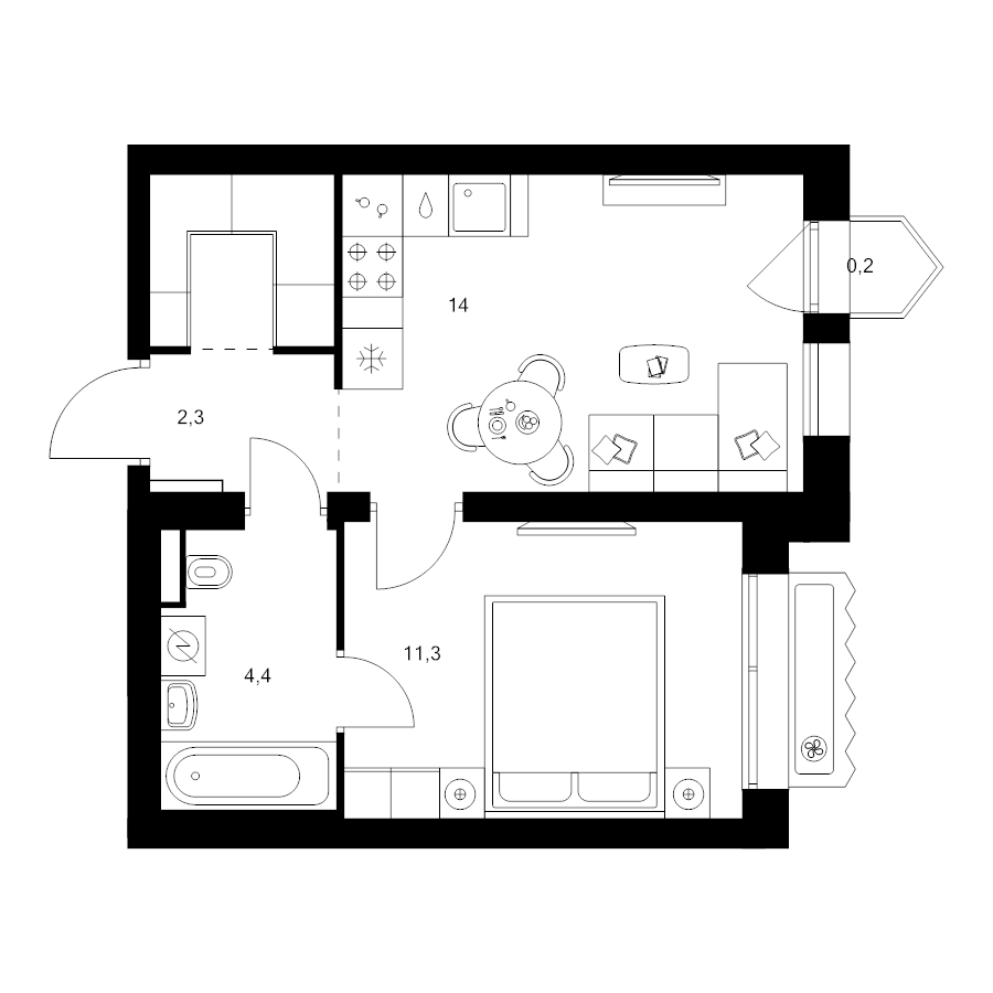 1 ккв 35,2 м²