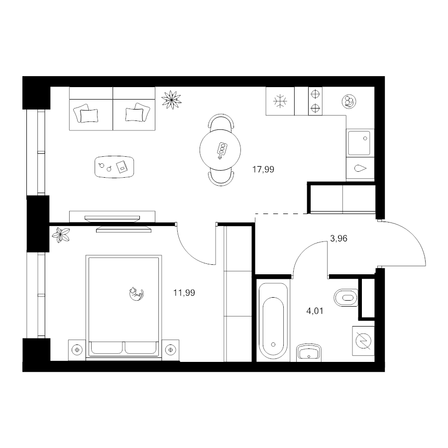 2 ккв (Евро) 38 м²