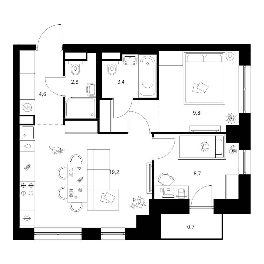 3 ккв (Евро) 52,1 м²