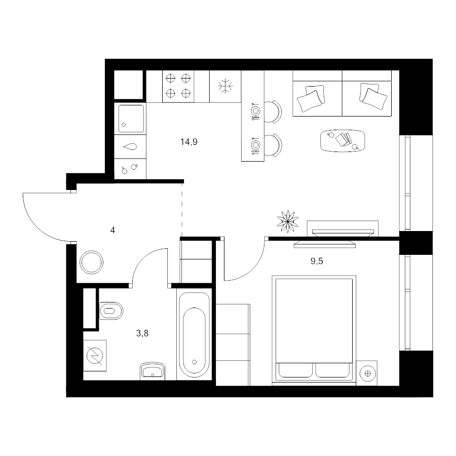 1 ккв 32,2 м²