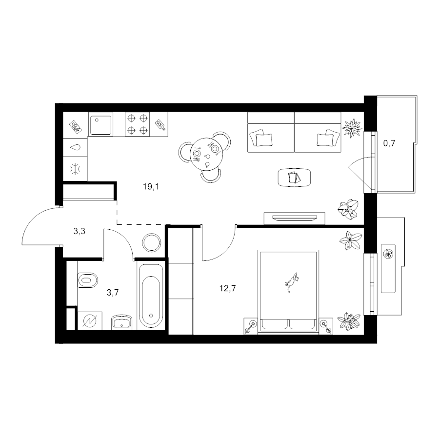 2 ккв (Евро) 39,5 м²