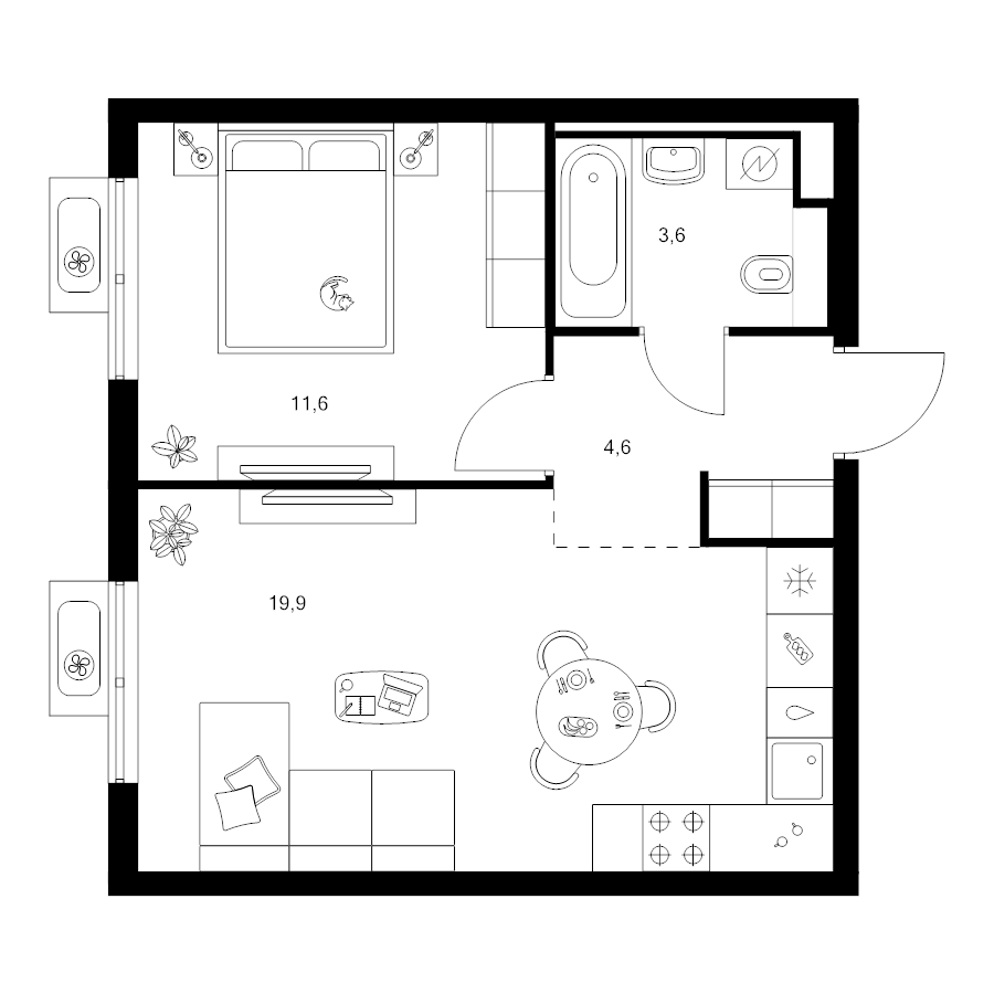 2 ккв (Евро) 39,7 м²