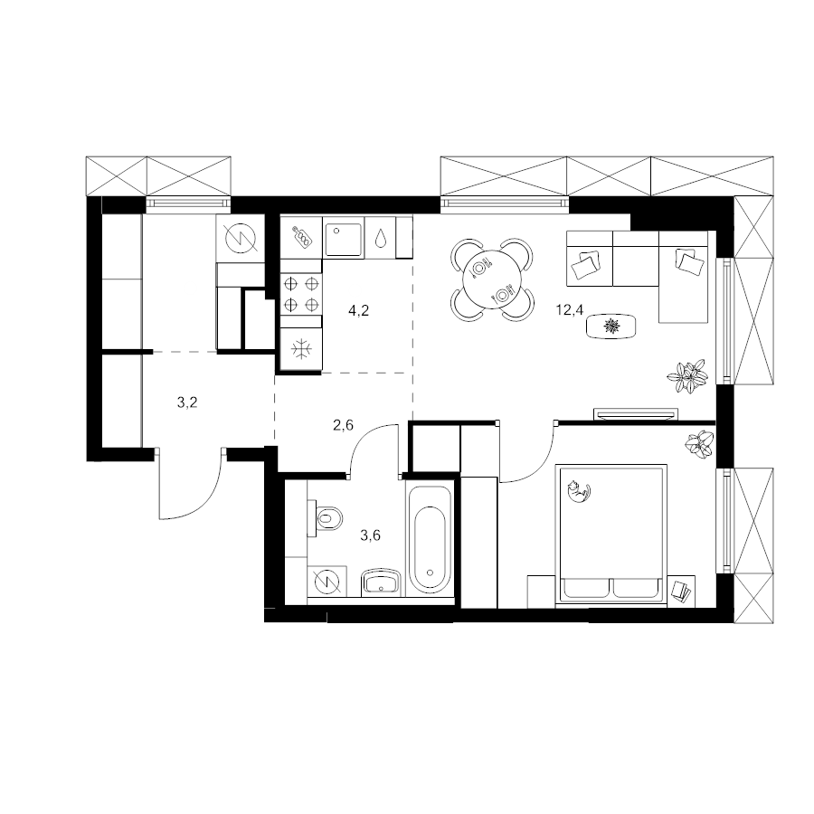2 ккв (Евро) 40,2 м²