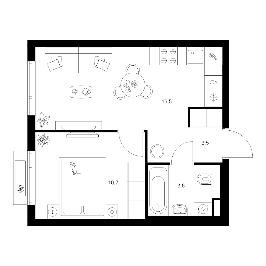 2 ккв (Евро) 34,3 м²
