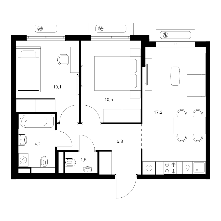 3 ккв (Евро) 50,3 м²