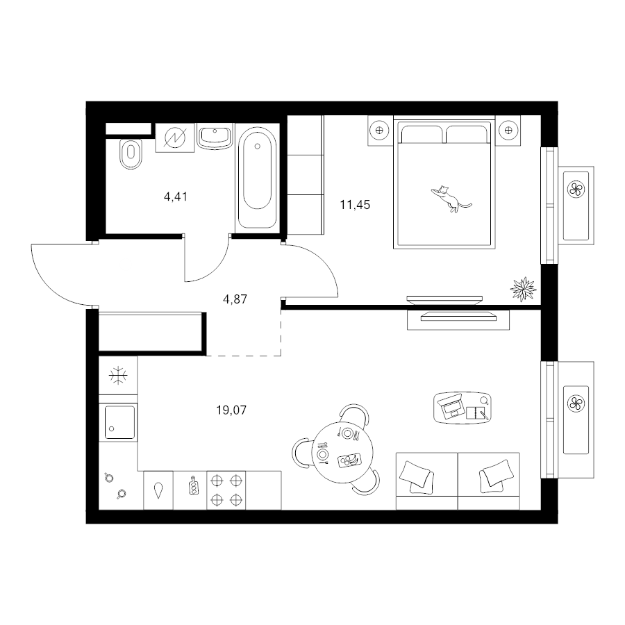2 ккв (Евро) 39,8 м²