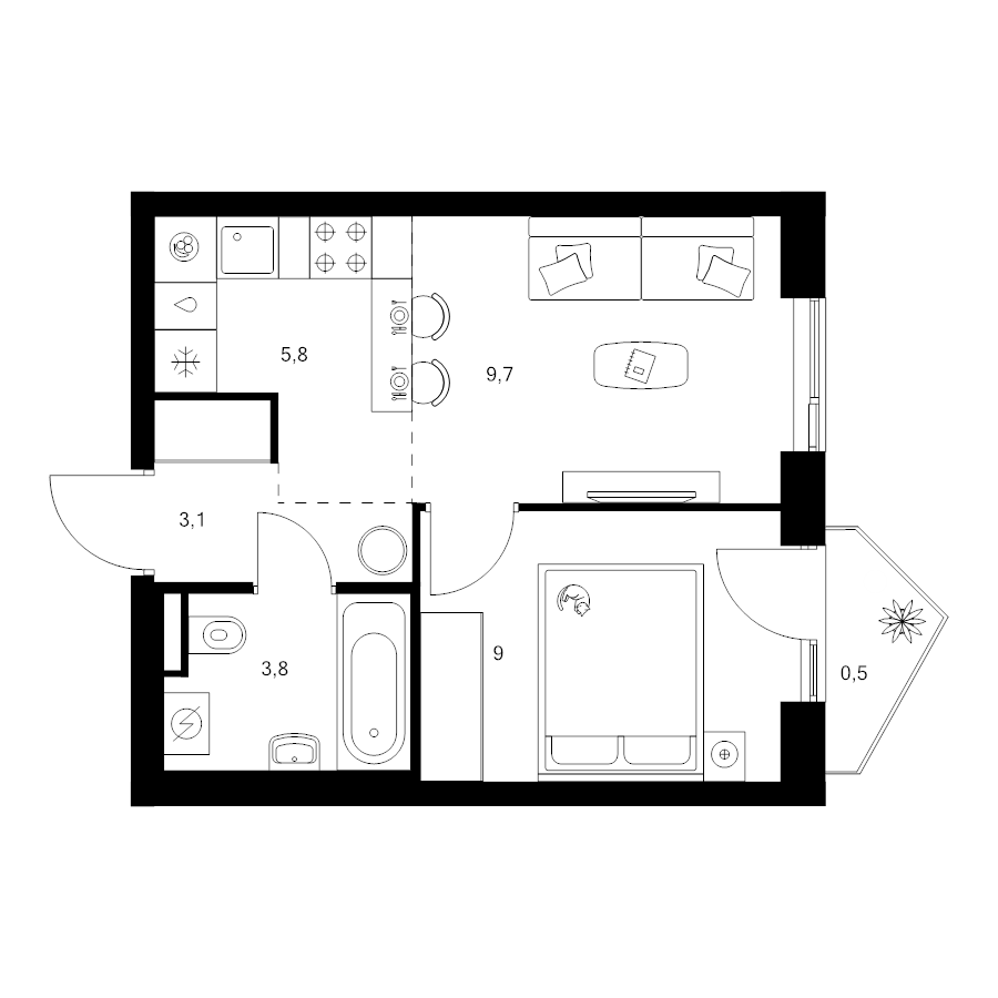 2 ккв (Евро) 31,9 м²