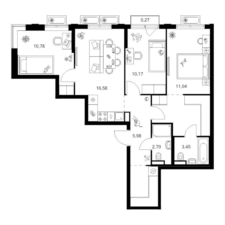 4 ккв (Евро) 73,8 м²
