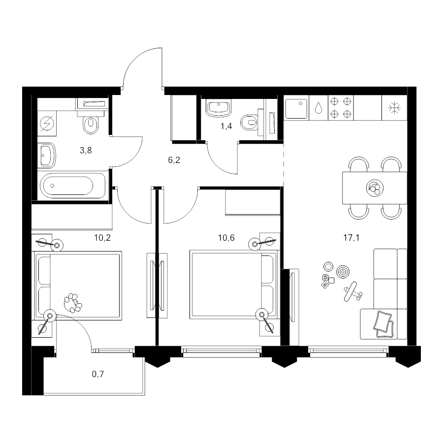 3 ккв (Евро) 50 м²