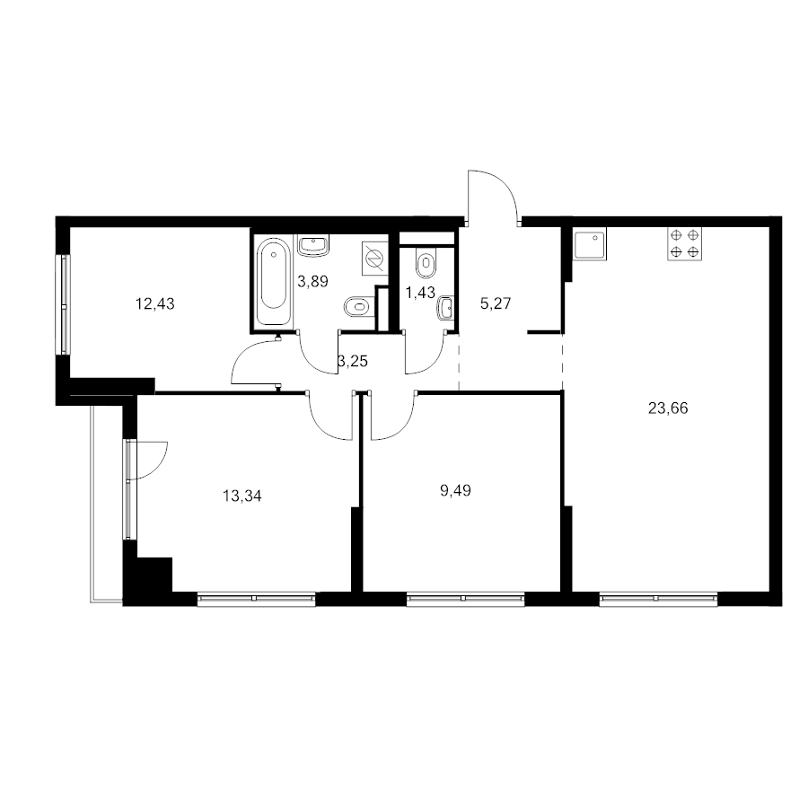 4 ккв (Евро) 72,8 м²