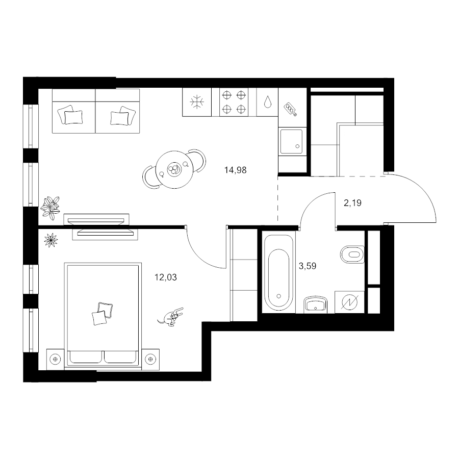 2 ккв (Евро) 35,2 м²