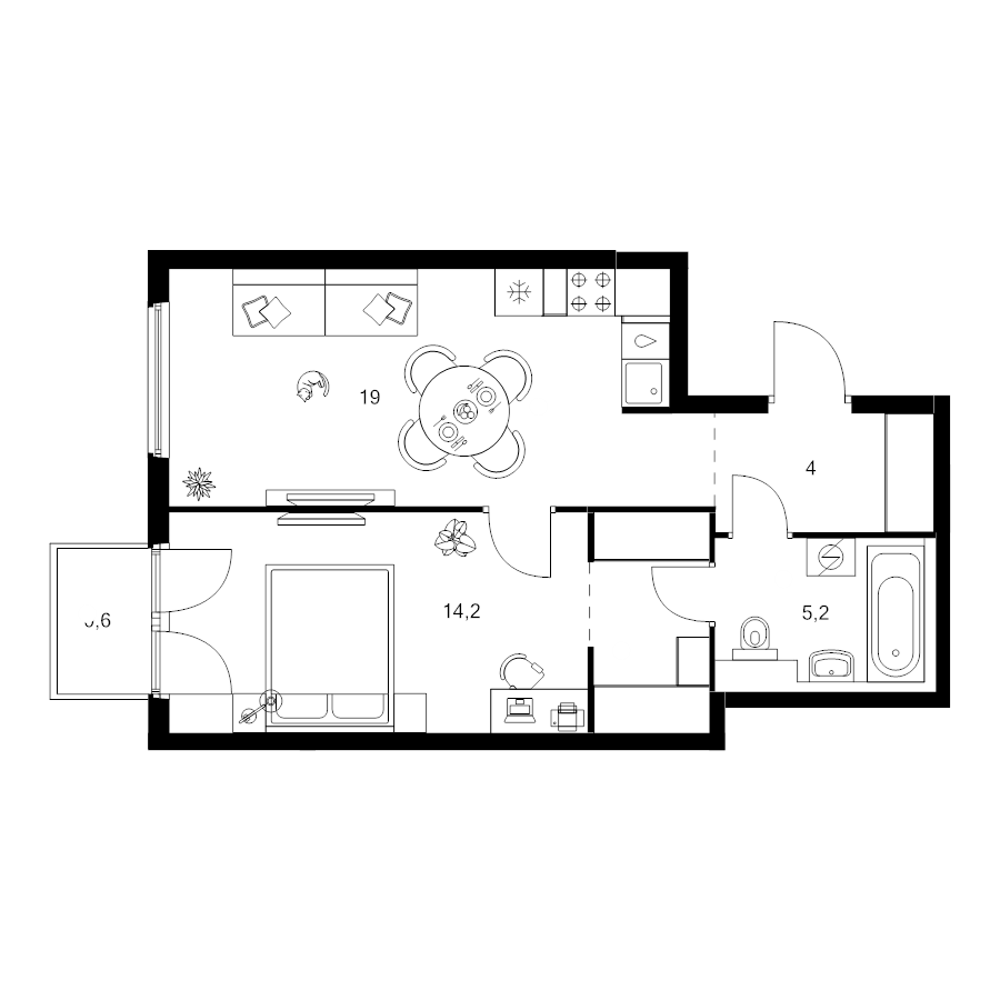 2 ккв (Евро) 46,9 м²