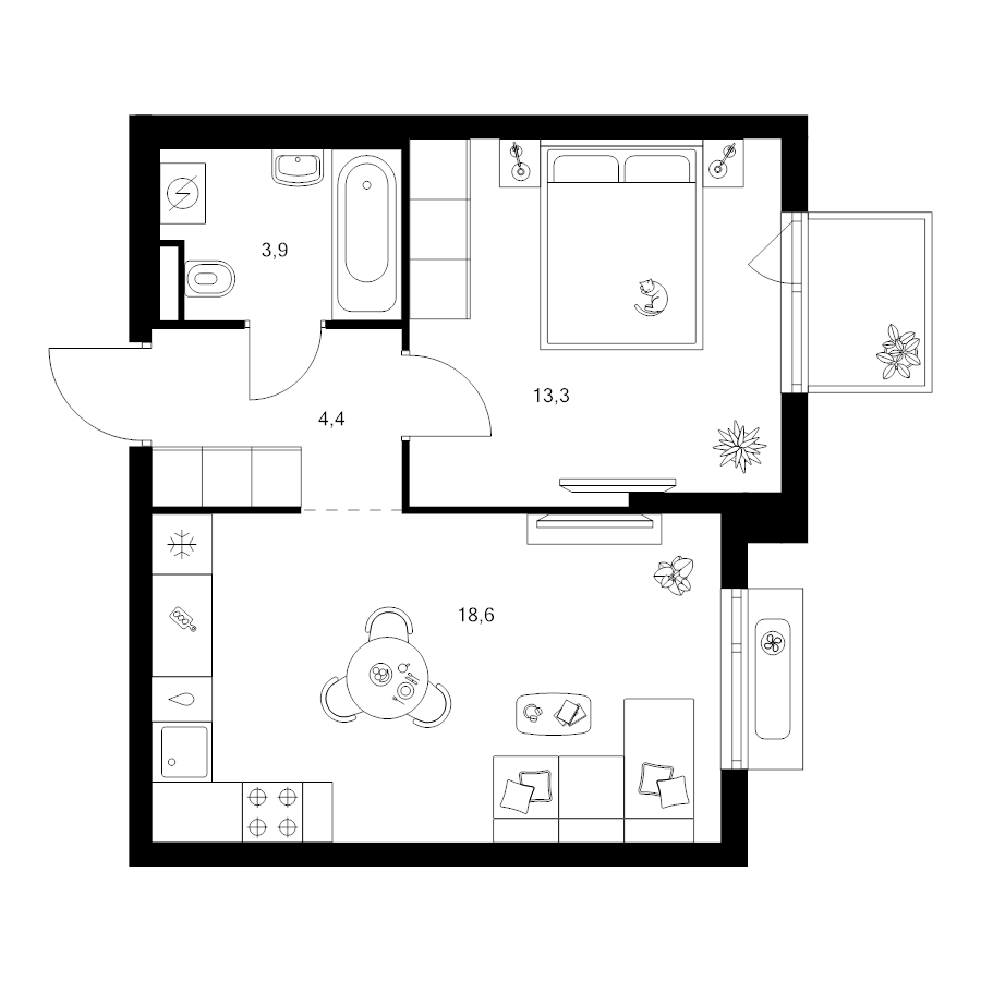 2 ккв (Евро) 40,9 м²