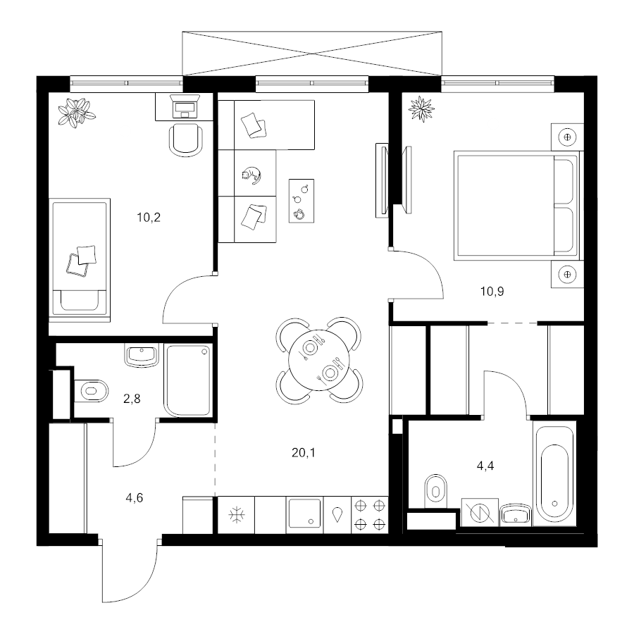3 ккв (Евро) 56,5 м²