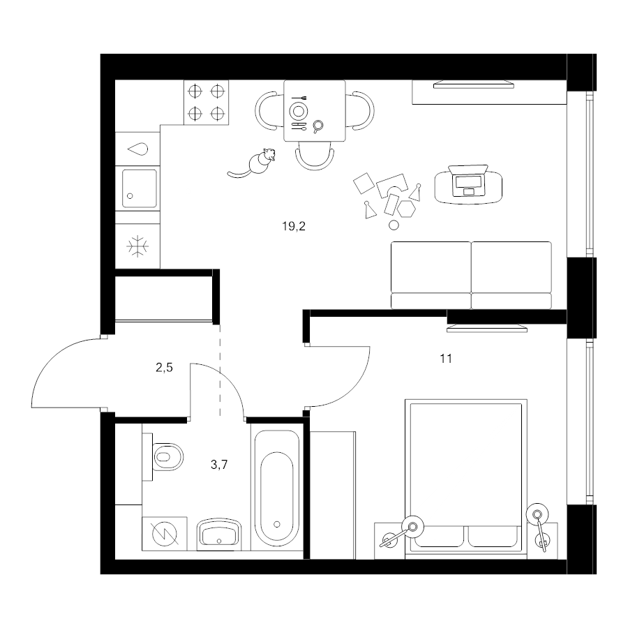 2 ккв (Евро) 36,4 м²