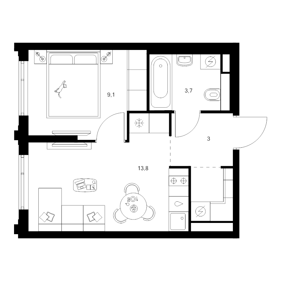 1 ккв 31,6 м²