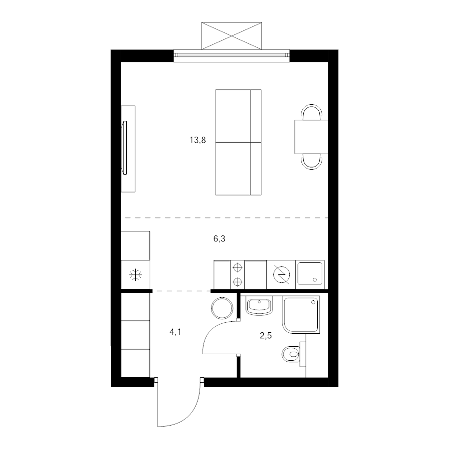 Студия 26,7 м²