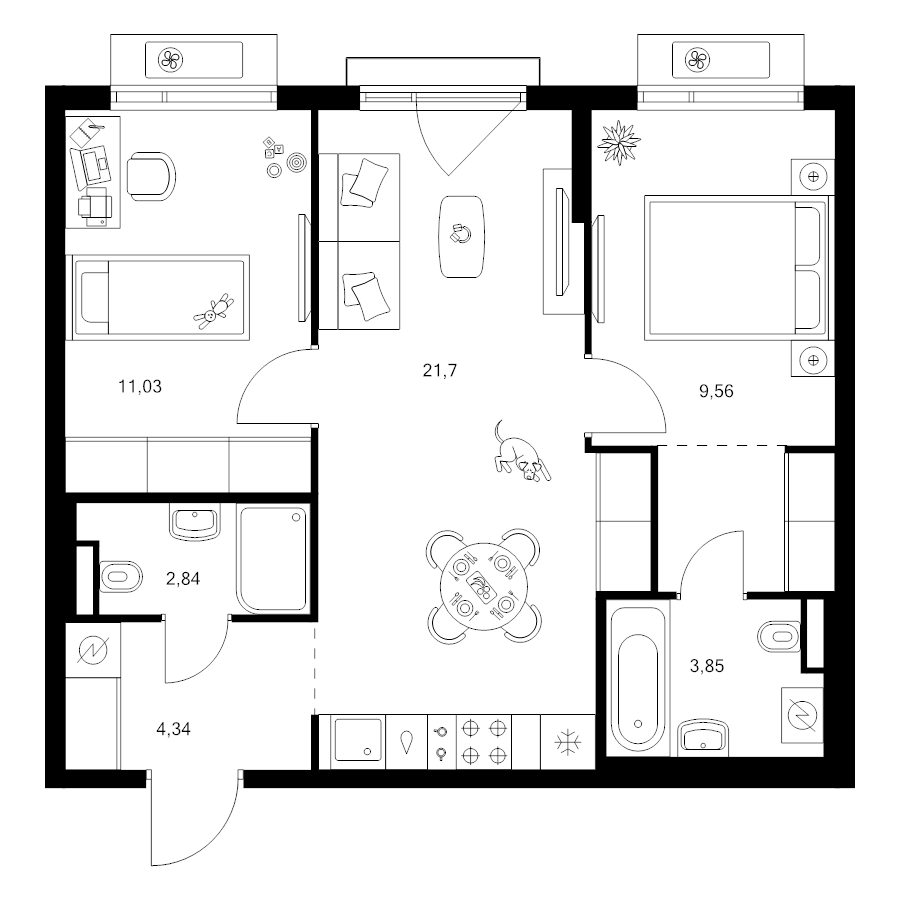 3 ккв (Евро) 56,3 м²