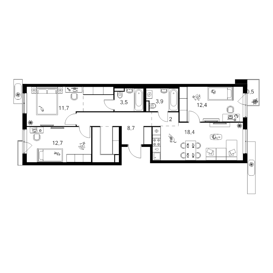 4 ккв (Евро) 82,9 м²