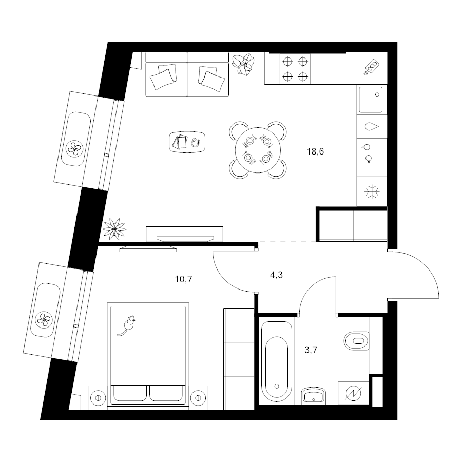 2 ккв (Евро) 37,3 м²