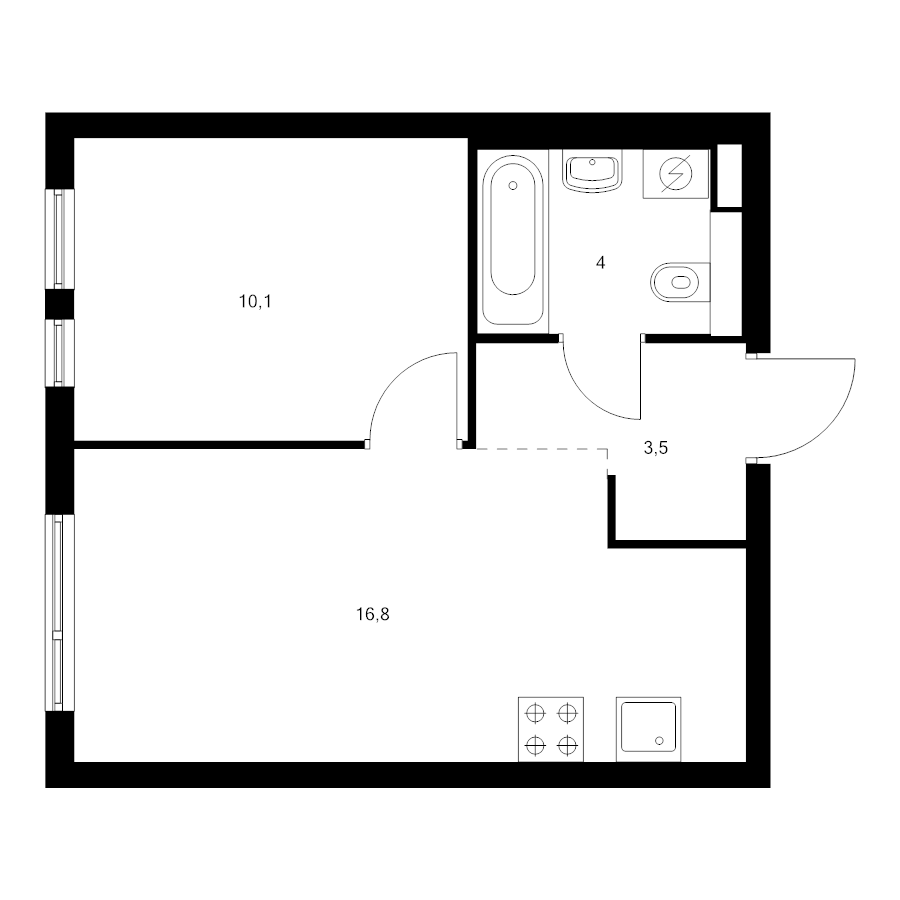 2 ккв (Евро) 34,4 м²