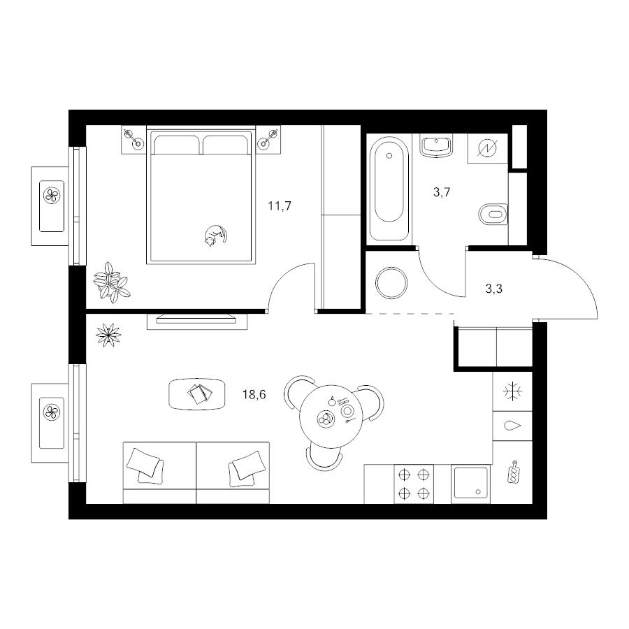 2 ккв (Евро) 37,3 м²