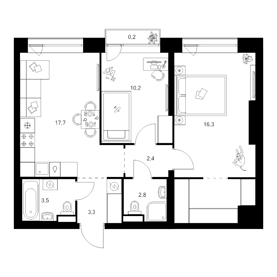 3 ккв (Евро) 61,8 м²