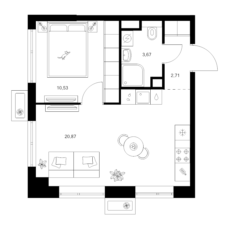 2 ккв (Евро) 38,5 м²