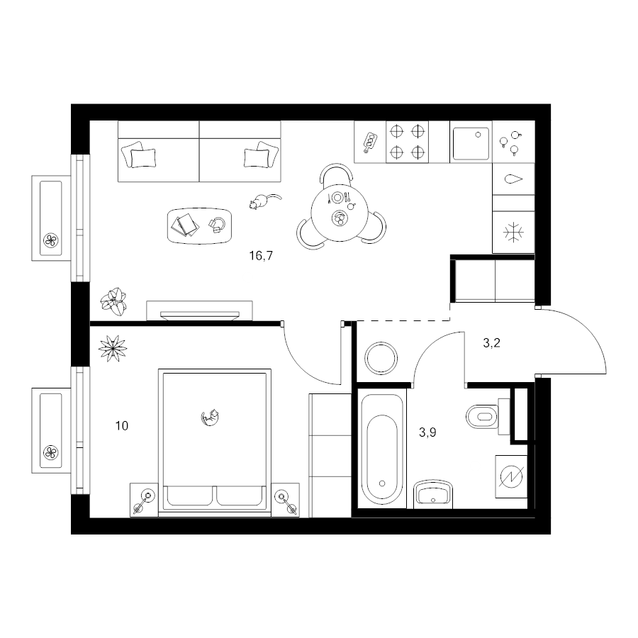 2 ккв (Евро) 33,8 м²