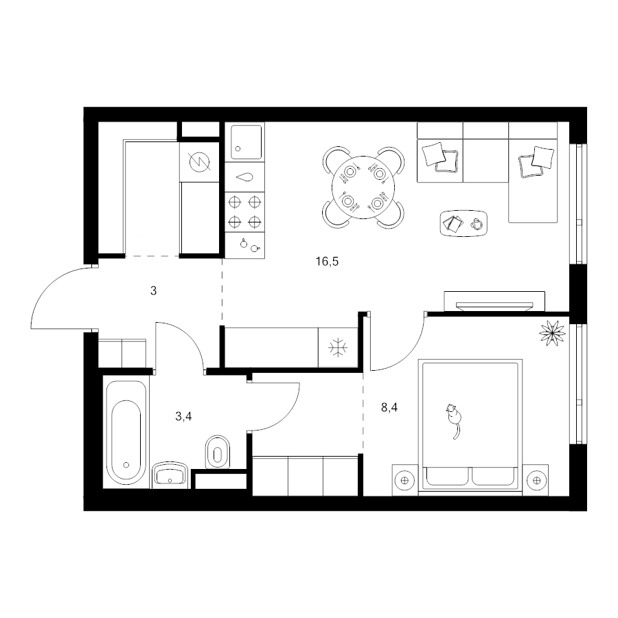 2 ккв (Евро) 37,7 м²