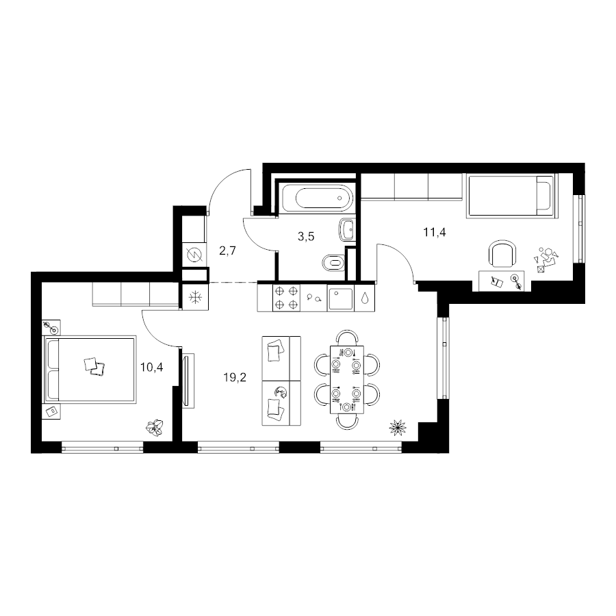 3 ккв (Евро) 47,2 м²