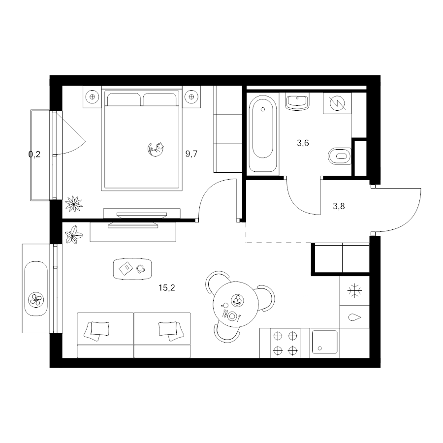 2 ккв (Евро) 32,5 м²
