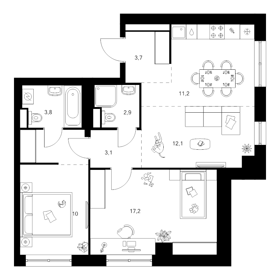 3 ккв (Евро) 67,6 м²