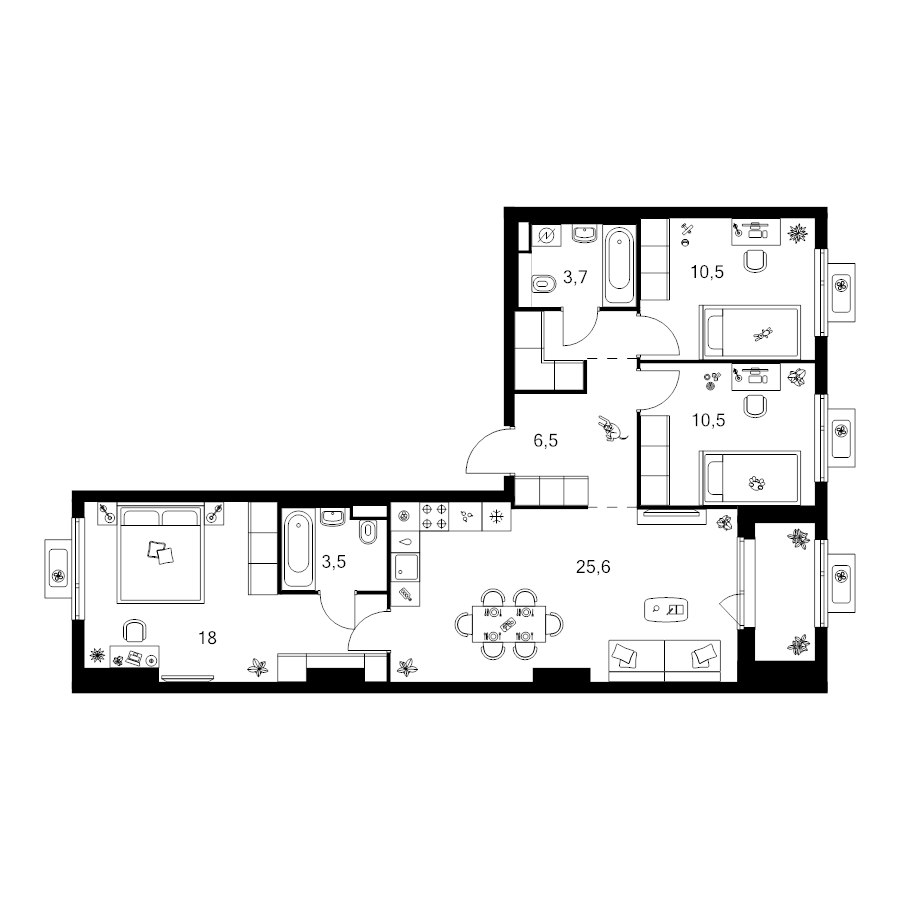 4 ккв (Евро) 83,5 м²
