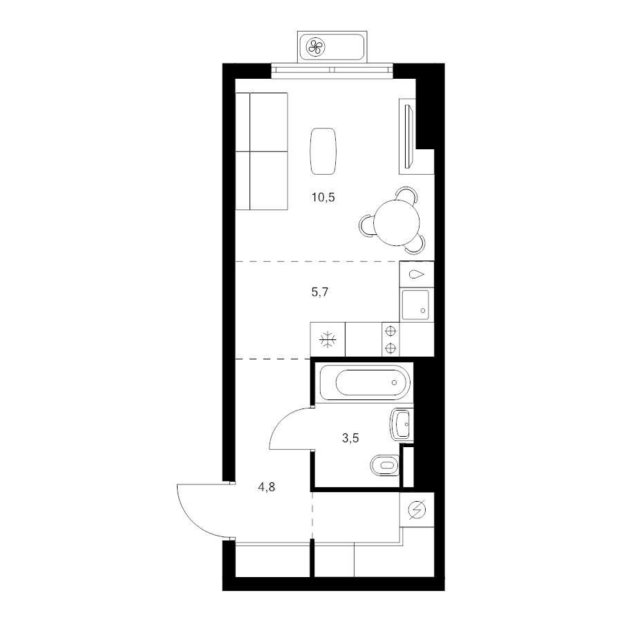 Студия 27,5 м²