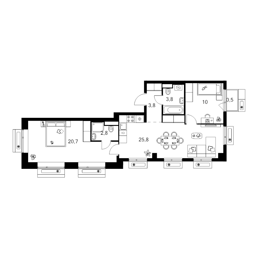 3 ккв (Евро) 67,4 м²