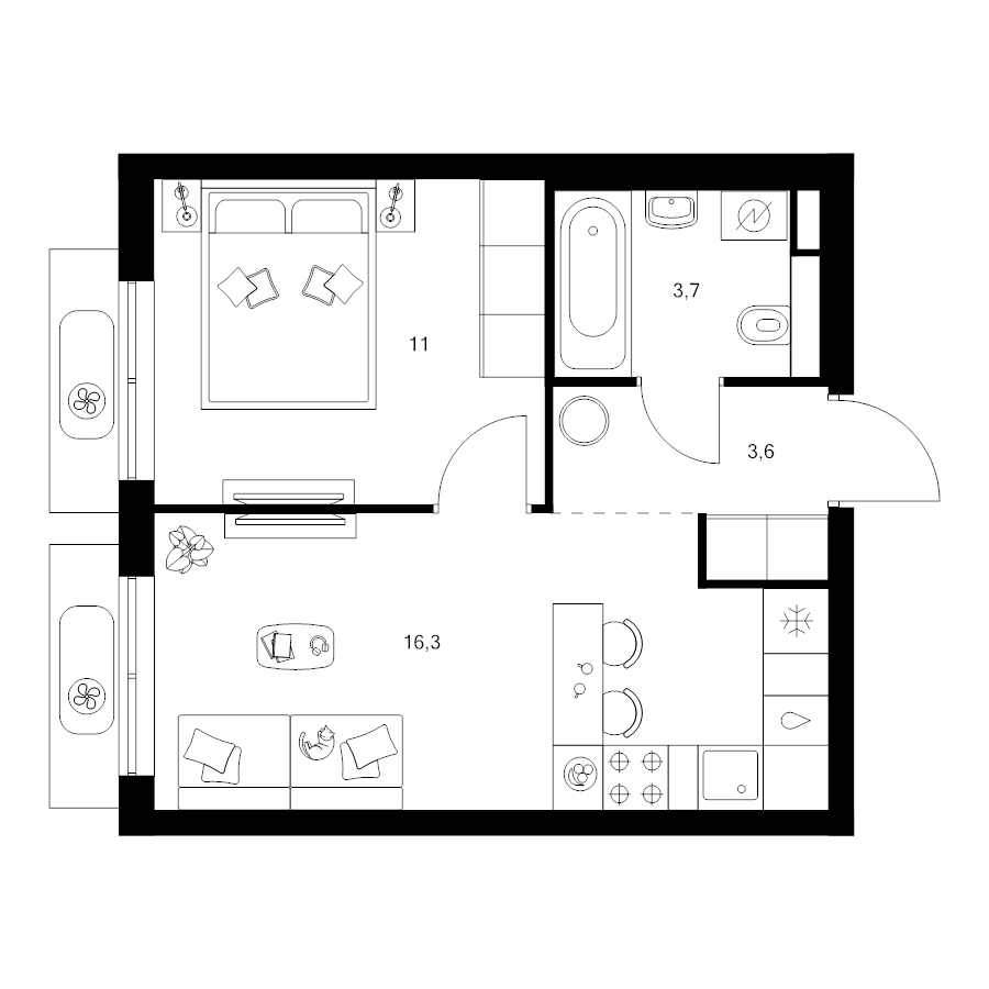 2 ккв (Евро) 34,6 м²