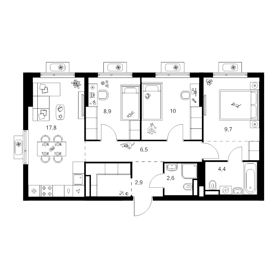 4 ккв (Евро) 69,5 м²