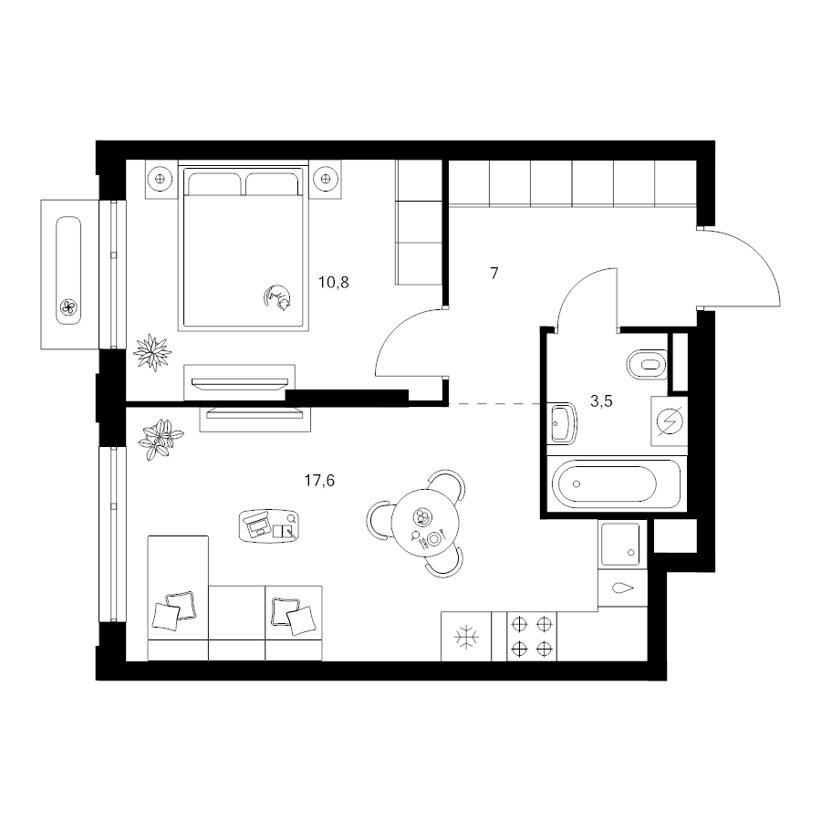 2 ккв (Евро) 38,9 м²