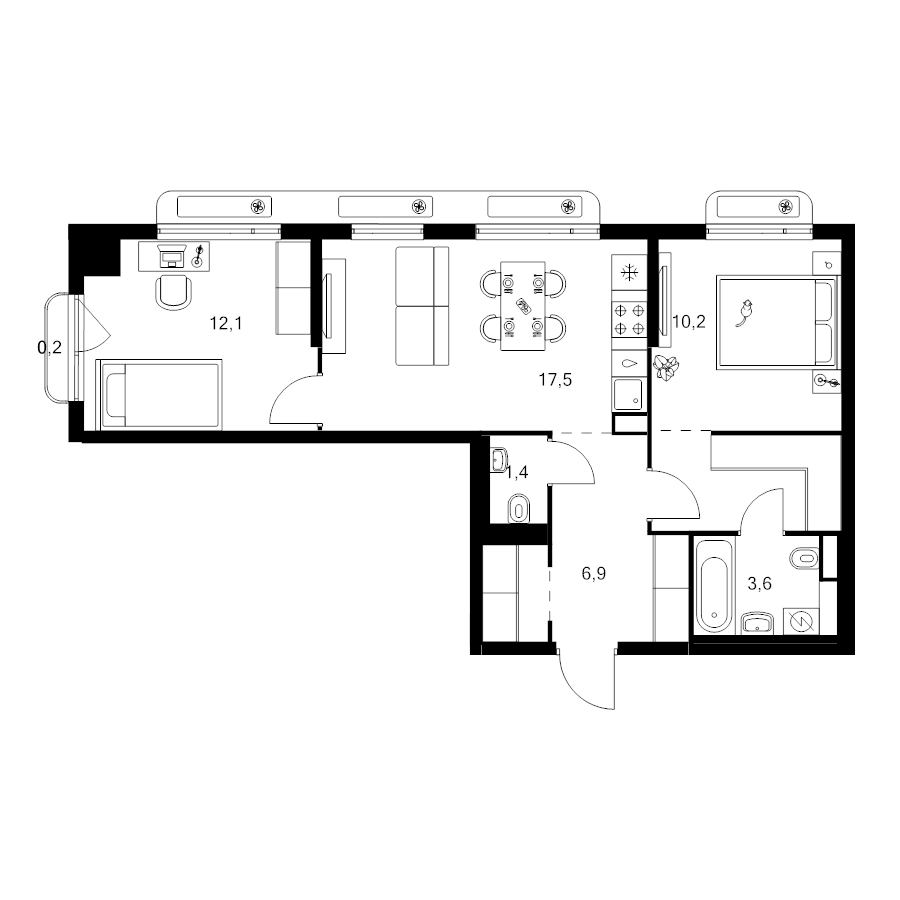 3 ккв (Евро) 59 м²