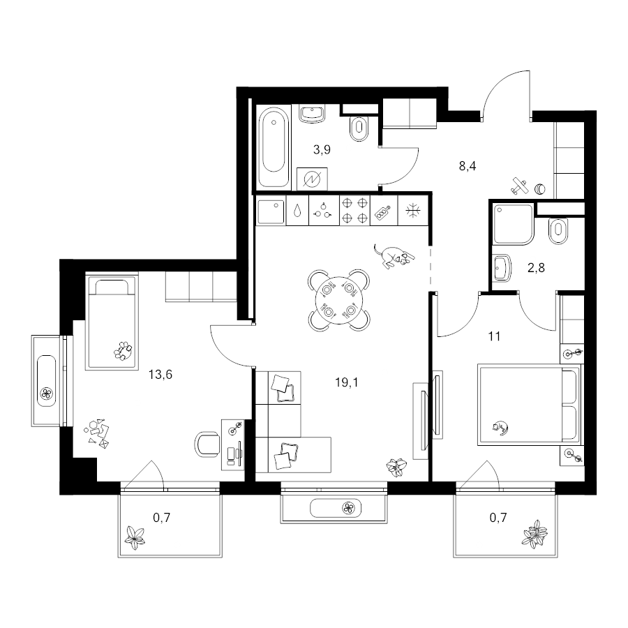 3 ккв (Евро) 60,2 м²
